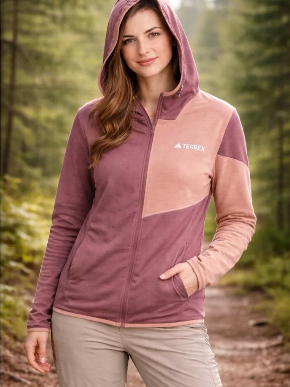NWT Adidas Terrex Climawarm Jacket Women’s XL Full Zip Hiking Dusty Rose & Blush